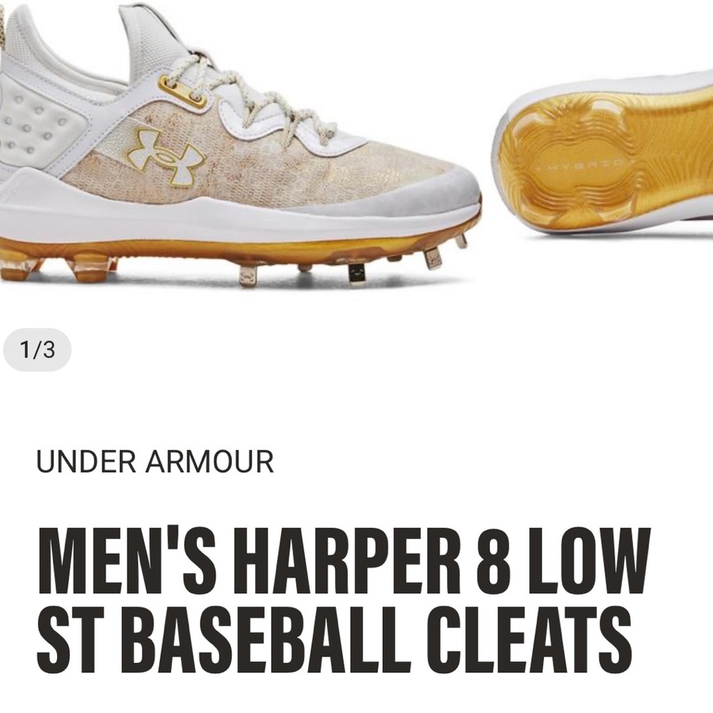 Under Armour men’s Harper 8 Low ST Baseball Cleats. Sz 8.5/ uk42. New